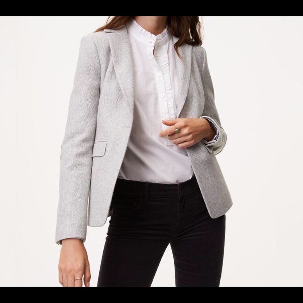 Loft Herringbone knit blazer